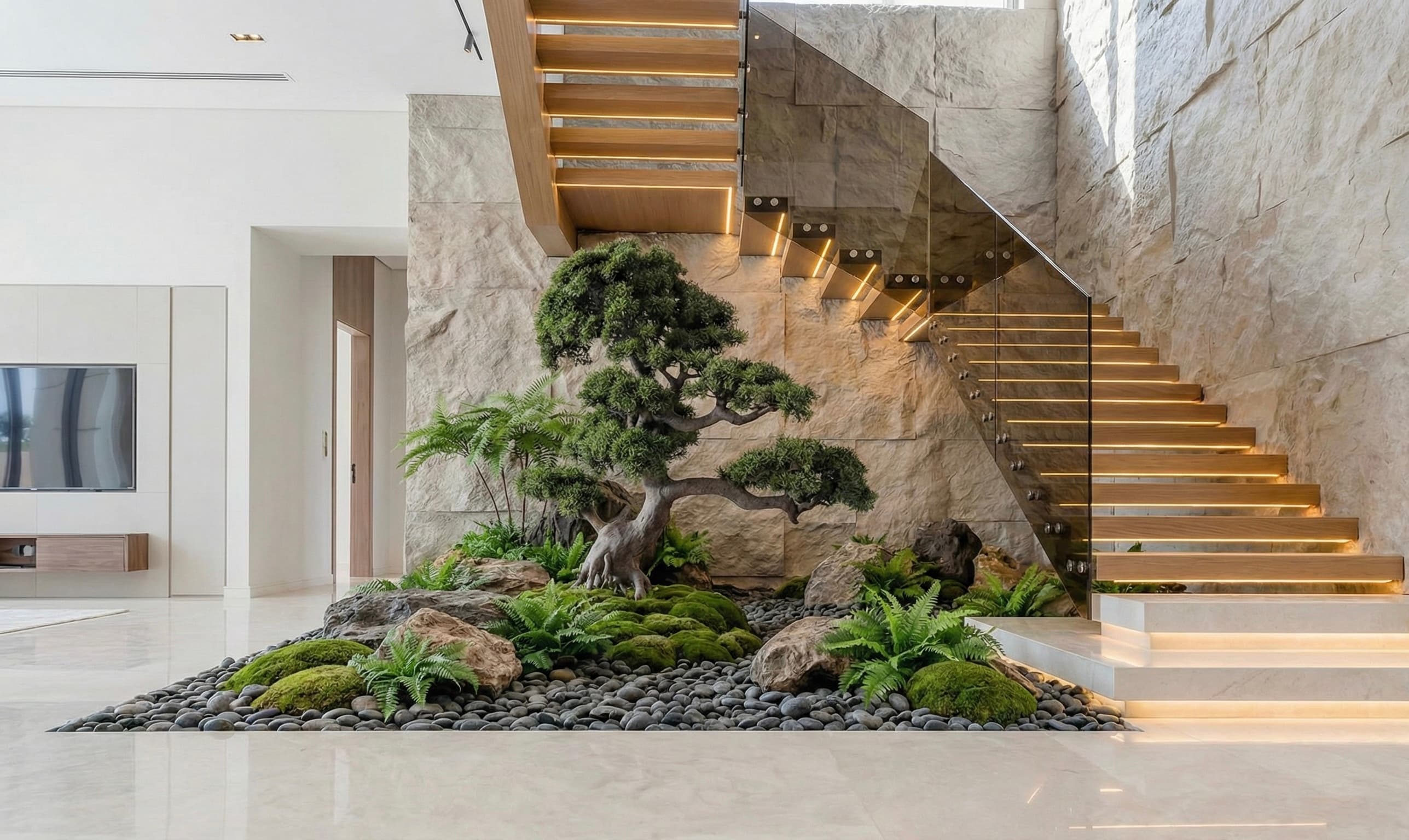 Beneath the stair, a garden.